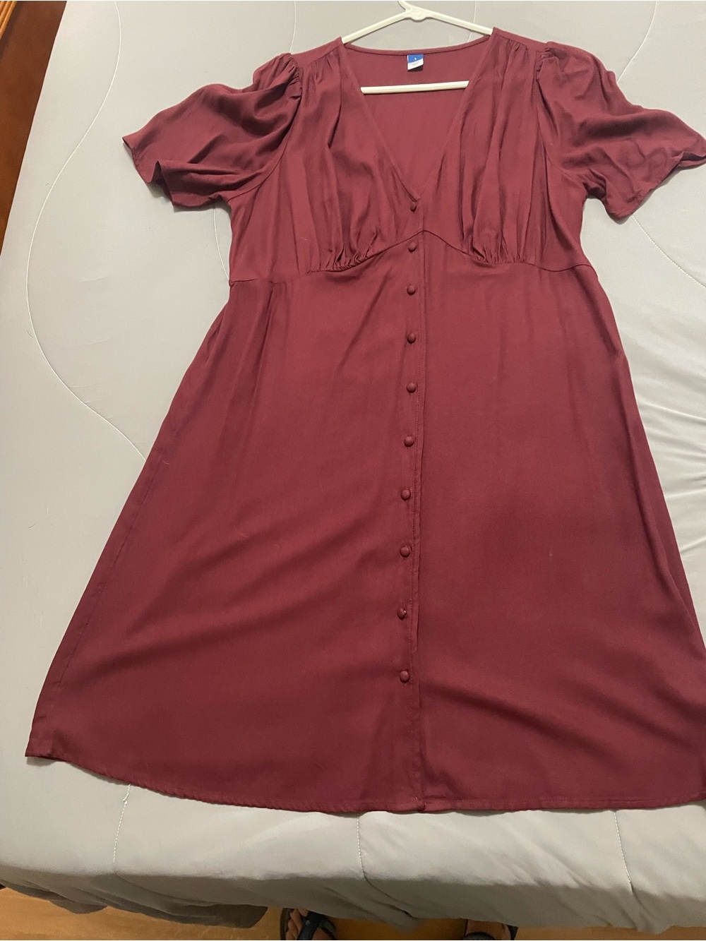 Old Navy Maroon Button-Front V-Neck Dress